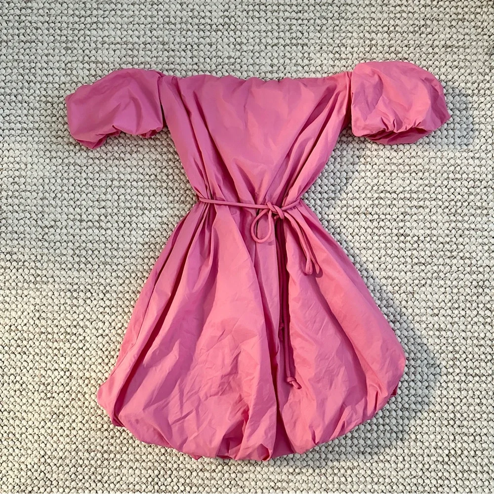 STAUD Ash Off the Shoulder Pink Mini Dress - Picture 4 of 6
